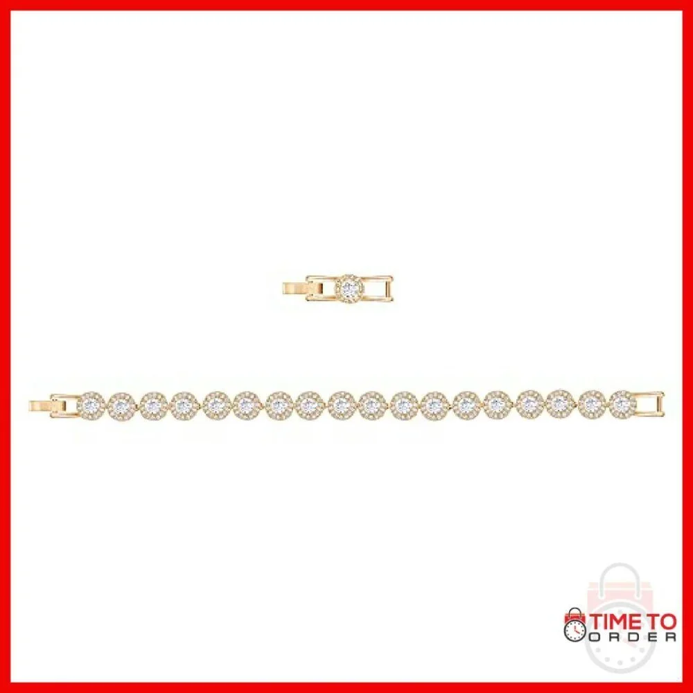 White Crystal Tennis Bracelet Rose Gold Tone 6.38 Inch